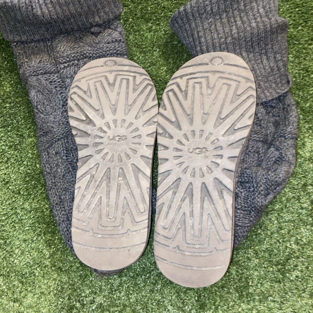 UGG Australia Cardi Over Knee Cable Knit Sweater Boots Grey Womens 9 USA Made - Picture 5 of 15